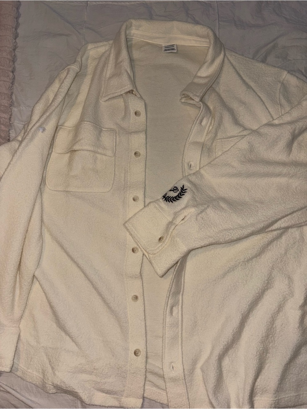 VS Pink Ivory Button-Up Sherpa Shirt Jacket